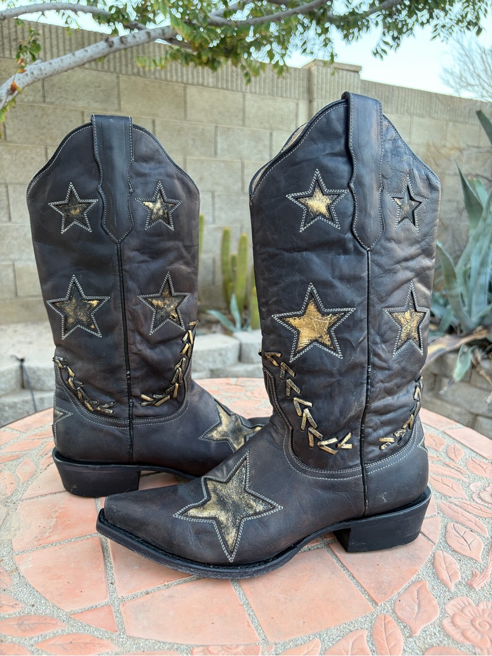 Stetson Star Western leather cowboy cowgirl boots